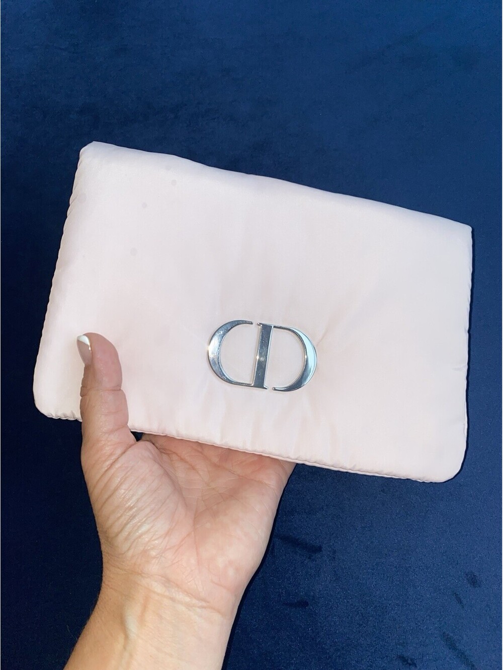 DIOR Pink Cosmetic Makeup Puffer Pouch Bag Pink Cosmetic Bag